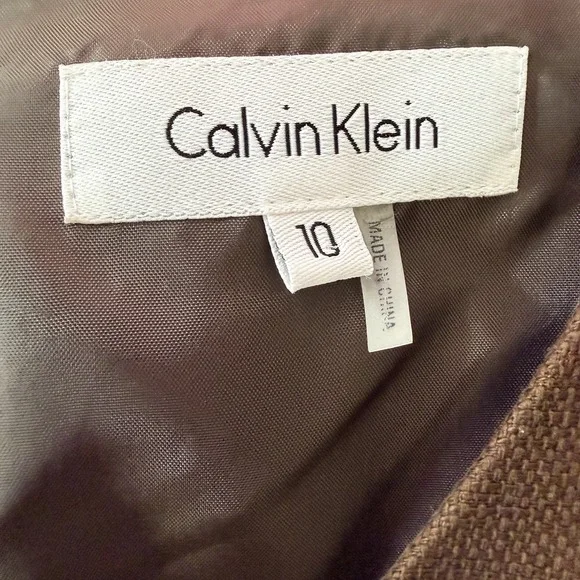NWT Calvin Klein Classic Sheath Dress Brown 100% Cotton Lined Size 10 - Picture 7 of 10